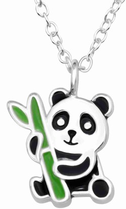 Mon-bijou - H44864 - Collier panda et son bambou en argent 925