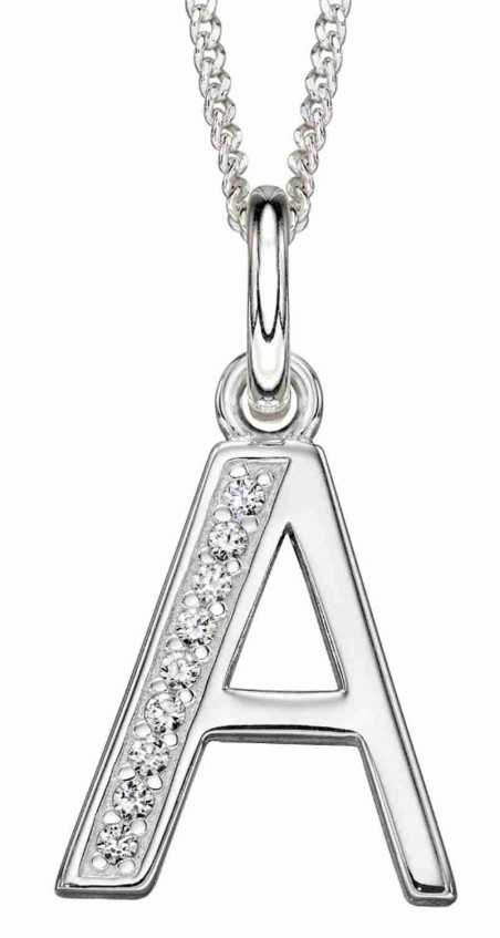 Collier lettre zirconium en argent