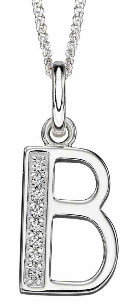 Collier lettre zirconium en argent 925