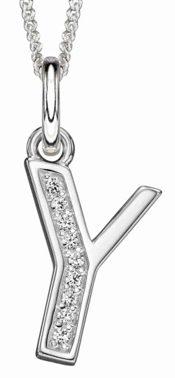 Collier lettre zirconium en argent 925