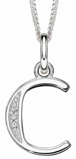 Collier lettre zirconium en argent 925