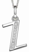 Collier lettre zirconium en argent 925