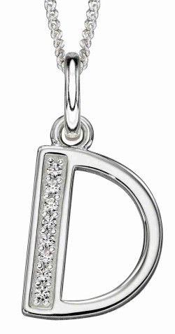 Collier lettre zirconium en argent 925