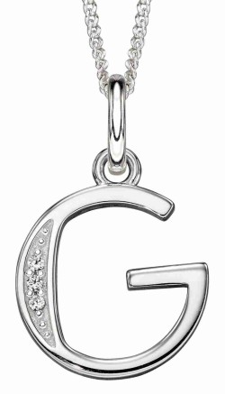 Collier lettre zirconium en argent 925