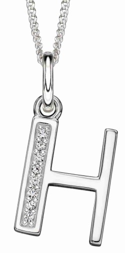 Collier lettre zirconium en argent 925