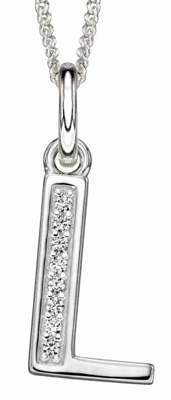 Collier lettre zirconium en argent 925