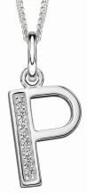 Collier lettre zirconium en argent 925