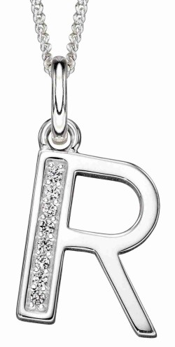 Collier lettre zirconium en argent 925