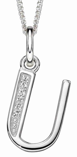 Collier lettre zirconium en argent 925