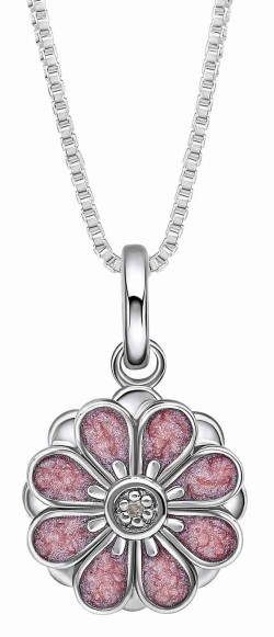 Collier fleur diamant en argent