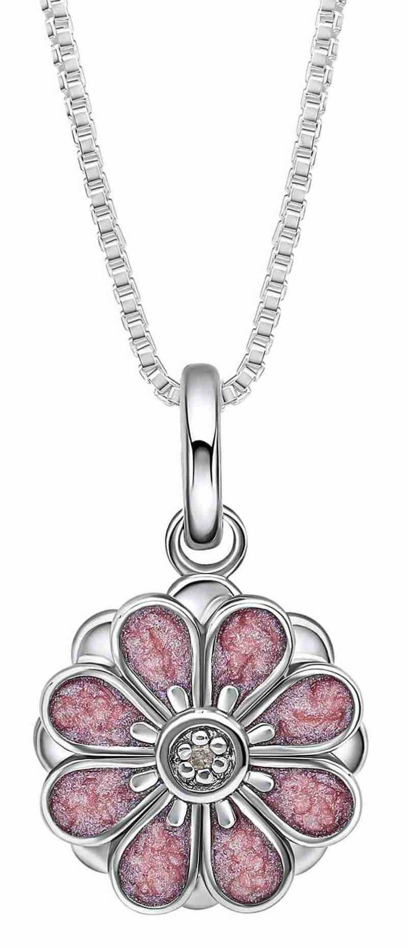 Collier fleur diamant en argent 925