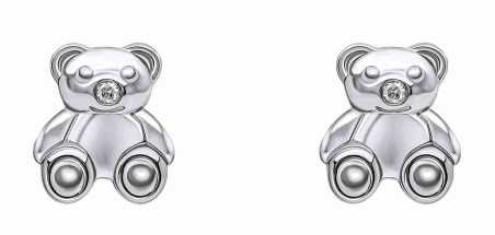 Boucle d'oreille diamant ours en argent 925