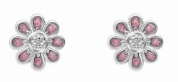 Mon-bijou - D6432 - Boucle d'oreille diamant fleur en argent 925