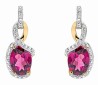 Boucle d'oreille diamant et grenat rhodonite en or 375