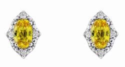 Boucle d'oreille diamant et saphir jaune en or