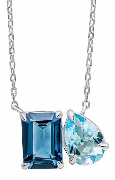 Collier topaze bleue et bleue ciel en or