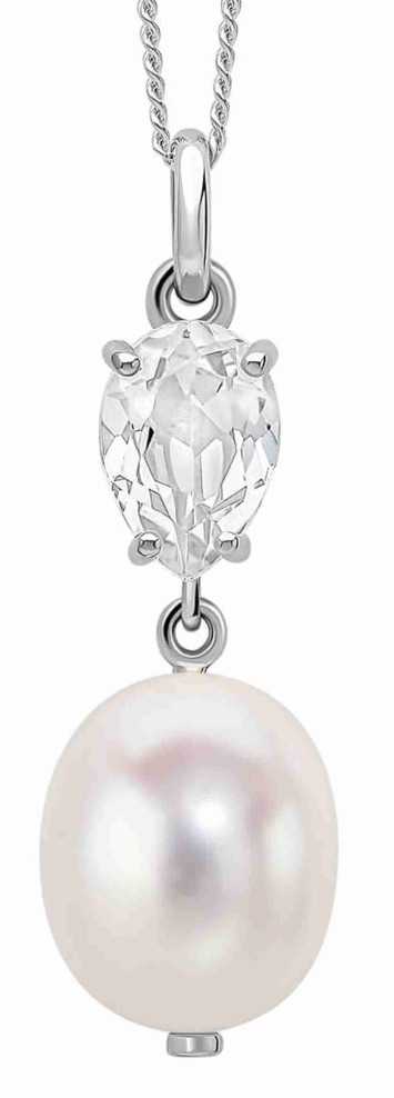 Collier perle et topaze blanc en or blanc 375