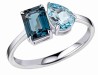 Mon-bijou - D631 - Bague topaze bleue marine et bleue ciel en or blanc 375