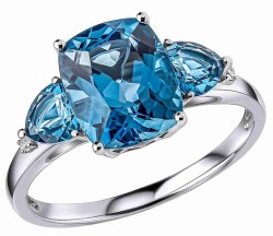 Bague topaze bleue marine en or 375