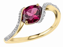 Bague diamants et grenat rhodonite en or 375