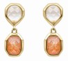 Mon-bijou - D6448 - Boucle d'oreille quartz blanc et pierre du soleil plaqué or en argent 925