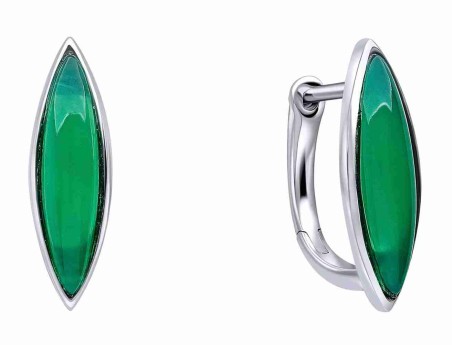 Mon-bijou - D6450 - Boucle d'oreille onyx vert en argent 925