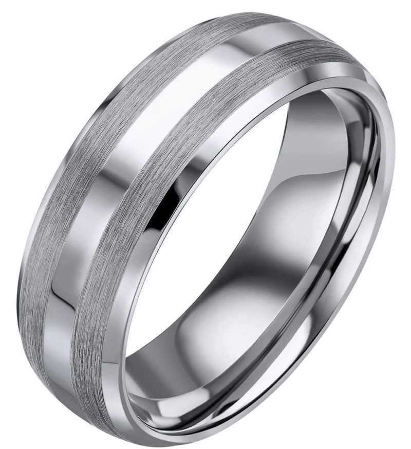 Bague tungstène et acier inoxydable