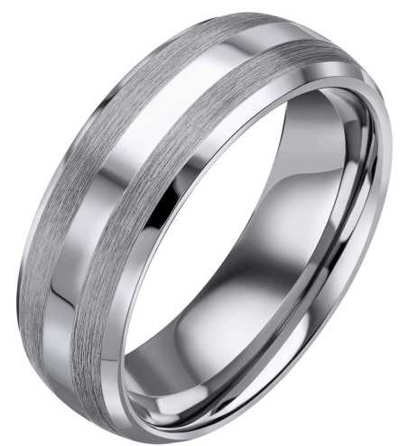 Bague tungstène et acier inoxydable