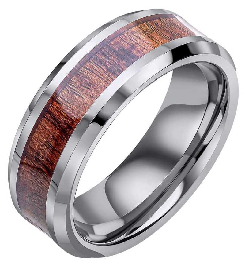 Bague tungstène et acier inoxydable