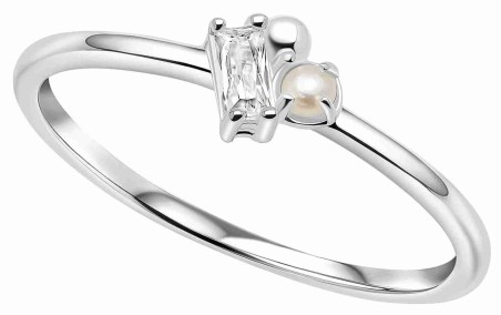 Mon-bijou - D3896a - Bague perle et zirconium en argent 925