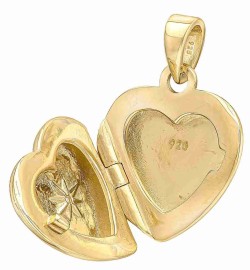 Mon-bijou - D5441A - Collier pendentif photo coeur zirconium plaqué or en argent 925