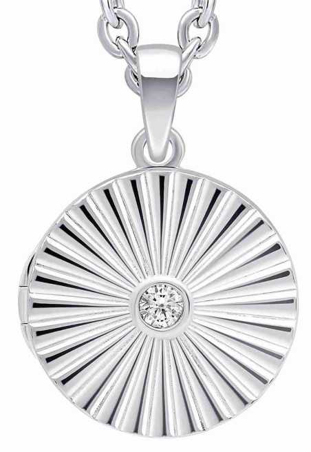 Collier pendentif photo cercle zirconium en argent 925