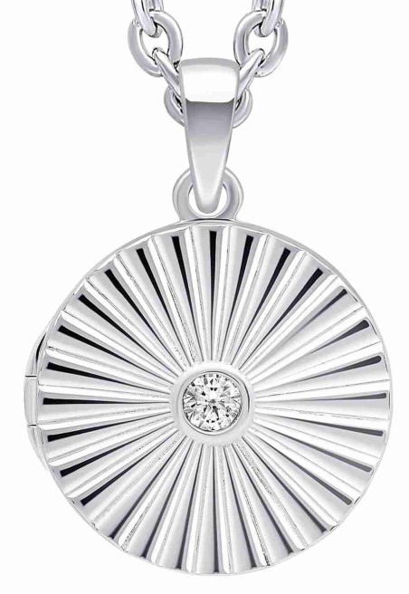 Mon-bijou - D5442 - Collier pendentif photo cercle zirconium en argent 925