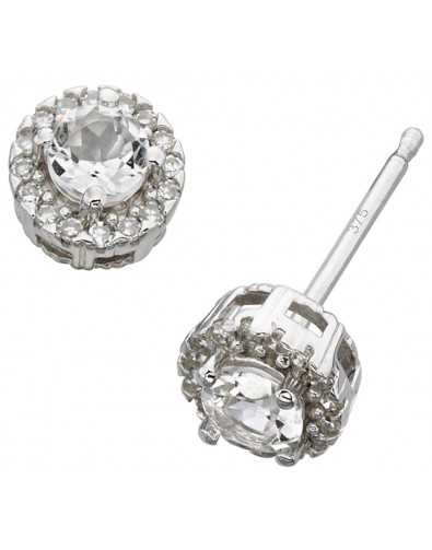 Boucle d'oreille diamant en Or blanc 375