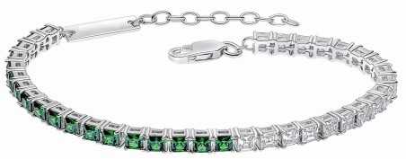 Bracelet zirconium vert et blanc en argent