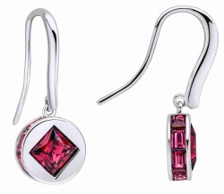 Boucle d'oreille cristal fuchsia en argent 925