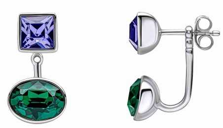 Boucle d'oreille cristal violet et vert en argent 925