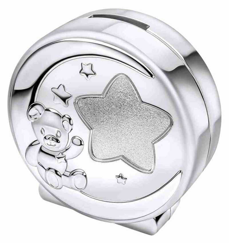 Mon-bijou - D437A - Tirelire ourson étoilé plaqué en argent 925