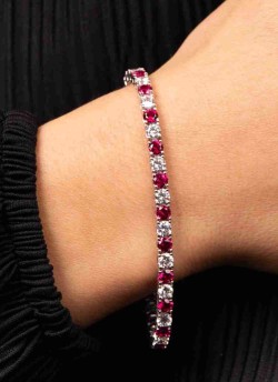 Bracelet zirconium rouge et blanc en argent 925