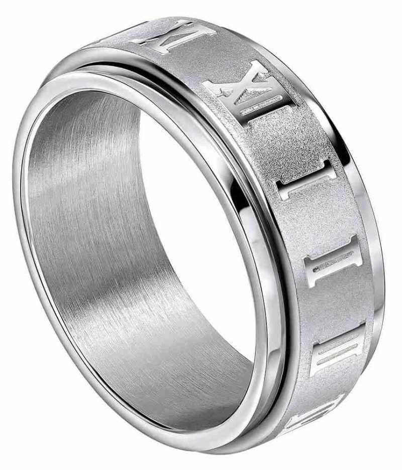 Bague en acier inoxydable aux chiffres romains