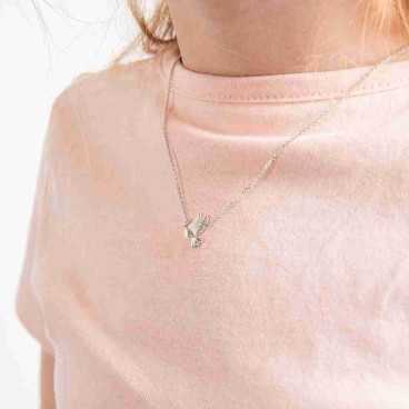 Collier hirondelle diamant en argent 925