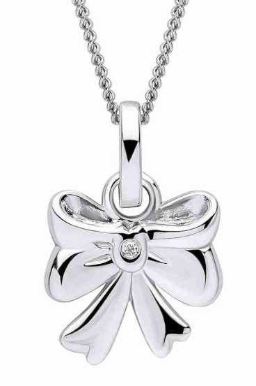 Collier ruban noué diamant en argent 925