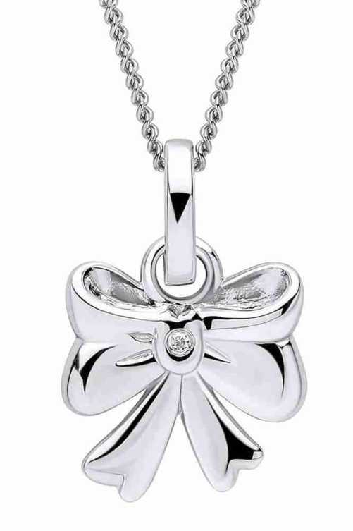 Collier ruban noué diamant en argent 925