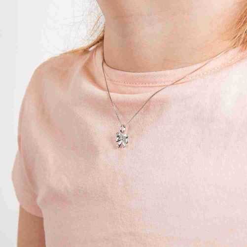Collier ruban noué diamant en argent 925